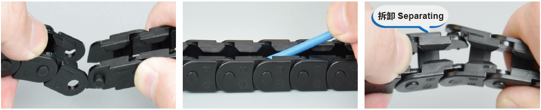 CSB Opening micro cable chains installation